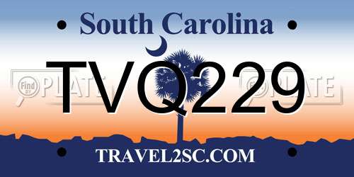 TVQ229 South Carolina License Plate