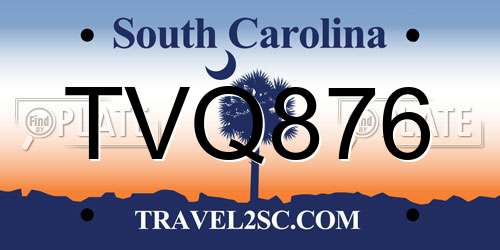 TVQ876 South Carolina License Plate