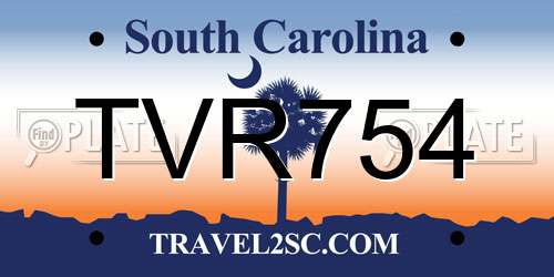 TVR754 South Carolina License Plate