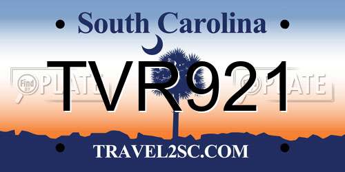 TVR921 South Carolina License Plate
