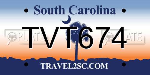 TVT674 South Carolina License Plate