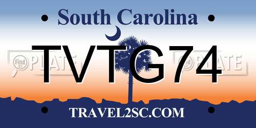 TVTG74 South Carolina License Plate