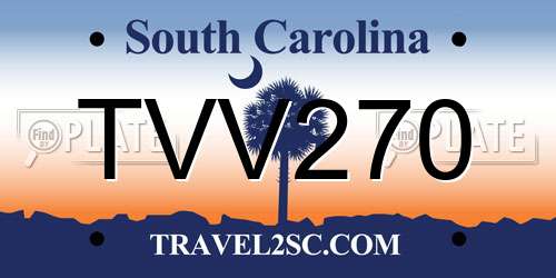 TVV270 South Carolina License Plate