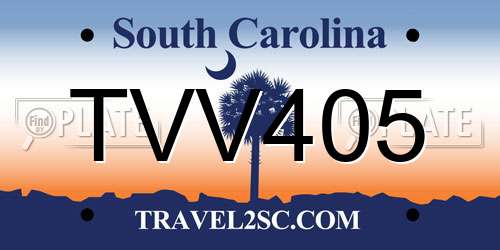 TVV405 South Carolina License Plate