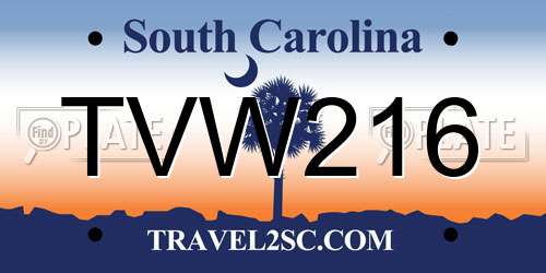 TVW216 South Carolina License Plate