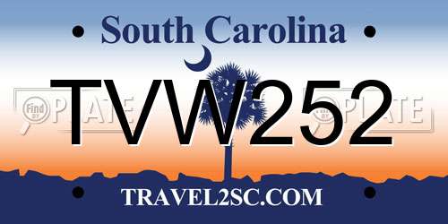 TVW252 South Carolina License Plate