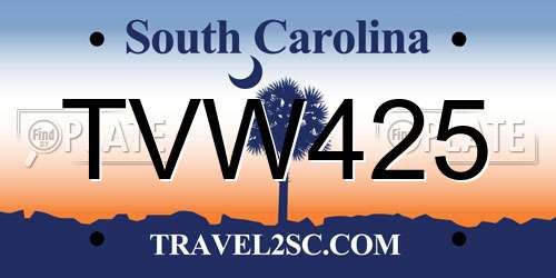 TVW425 South Carolina License Plate