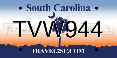 TVW944 South Carolina License Plate