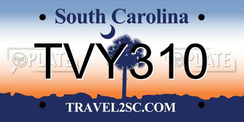 TVY310 South Carolina License Plate