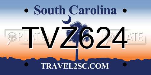 TVZ624 South Carolina License Plate