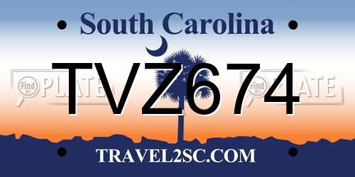 TVZ674 South Carolina License Plate