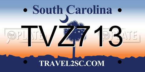 TVZ713 South Carolina License Plate