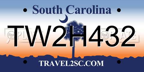 TW2H432 South Carolina License Plate