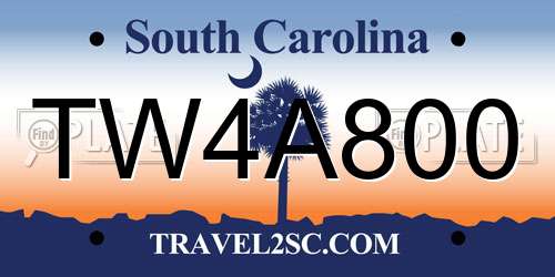 TW4A800 South Carolina License Plate