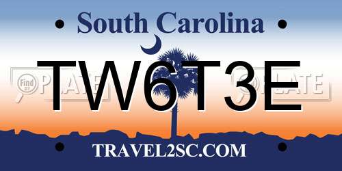TW6T3E South Carolina License Plate