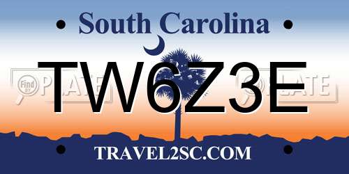TW6Z3E South Carolina License Plate