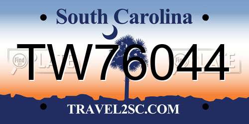 TW76044 South Carolina License Plate