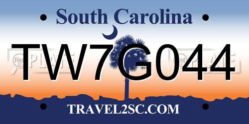 TW7G044 South Carolina License Plate