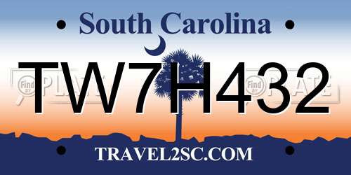 TW7H432 South Carolina License Plate