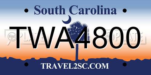TWA4800 South Carolina License Plate