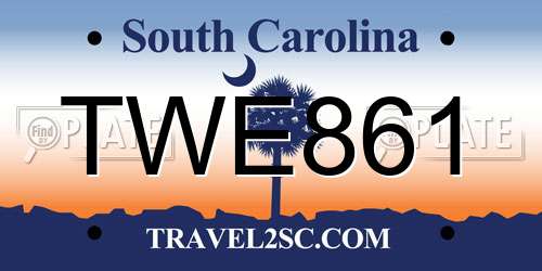 TWE861 South Carolina License Plate