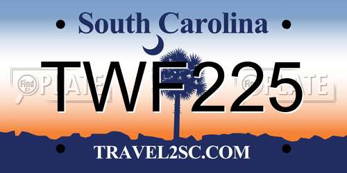 TWF225 South Carolina License Plate