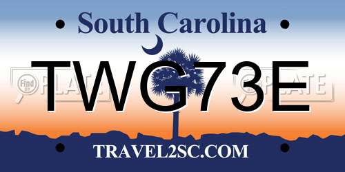 TWG73E South Carolina License Plate