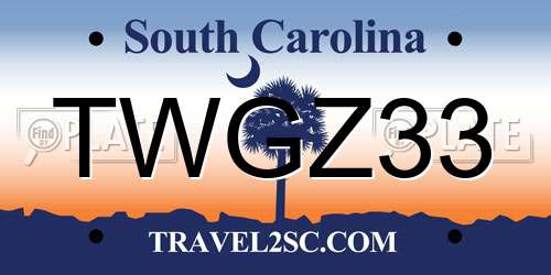 TWGZ33 South Carolina License Plate