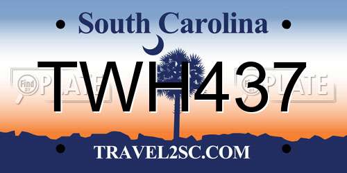 TWH437 South Carolina License Plate