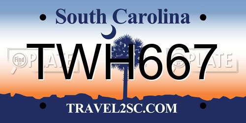 TWH667 South Carolina License Plate