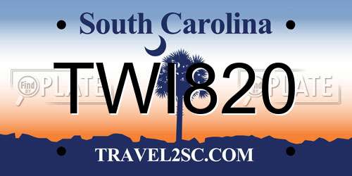 TWI820 South Carolina License Plate