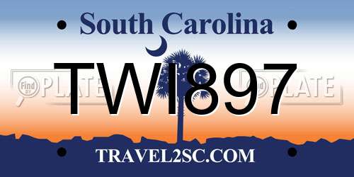 TWI897 South Carolina License Plate