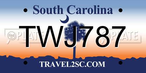 TWJ787 South Carolina License Plate