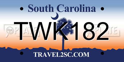 TWK182 South Carolina License Plate