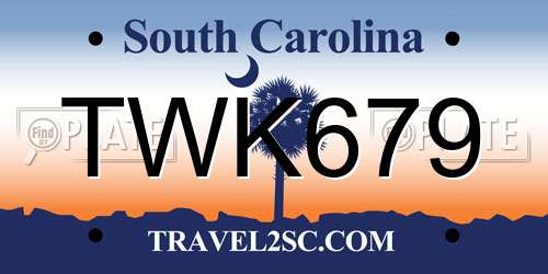 TWK679 South Carolina License Plate