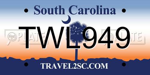 TWL949 South Carolina License Plate