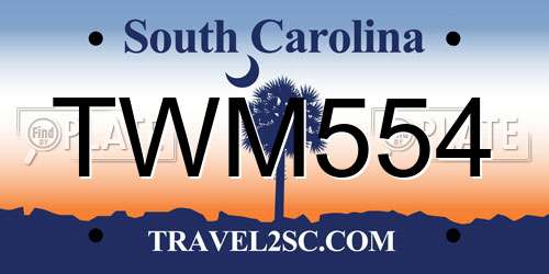 TWM554 South Carolina License Plate