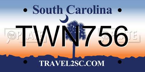 TWN756 South Carolina License Plate