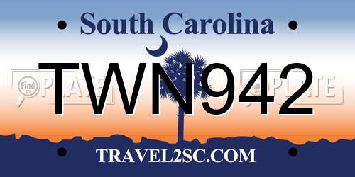 TWN942 South Carolina License Plate