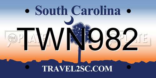TWN982 South Carolina License Plate