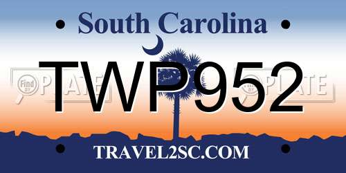 TWP952 South Carolina License Plate