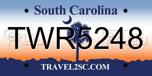 TWR5248 South Carolina License Plate