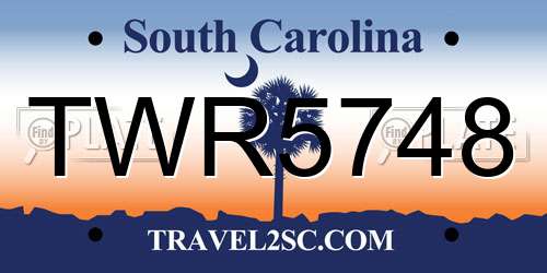 TWR5748 South Carolina License Plate