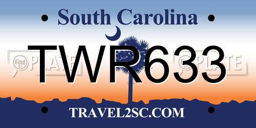 TWR633 South Carolina License Plate