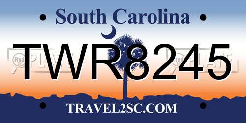 TWR8245 South Carolina License Plate