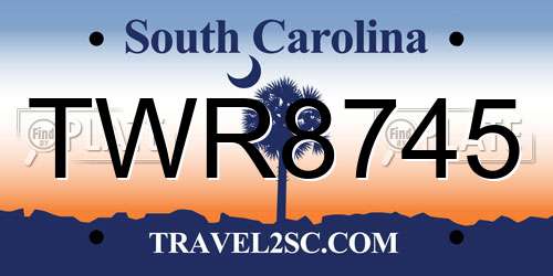 TWR8745 South Carolina License Plate