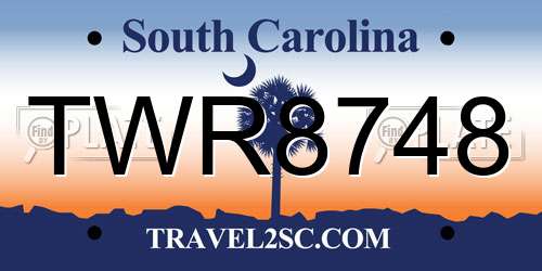 TWR8748 South Carolina License Plate
