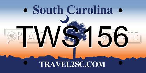 TWS156 South Carolina License Plate