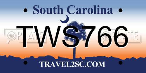 TWS766 South Carolina License Plate