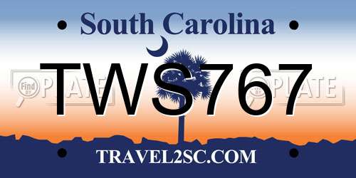 TWS767 South Carolina License Plate